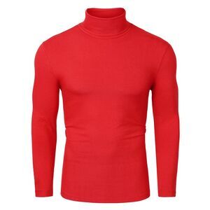 Red Turtleneck Top Slim Fit Long Sleeve Pullover Turtle Neck Shirt